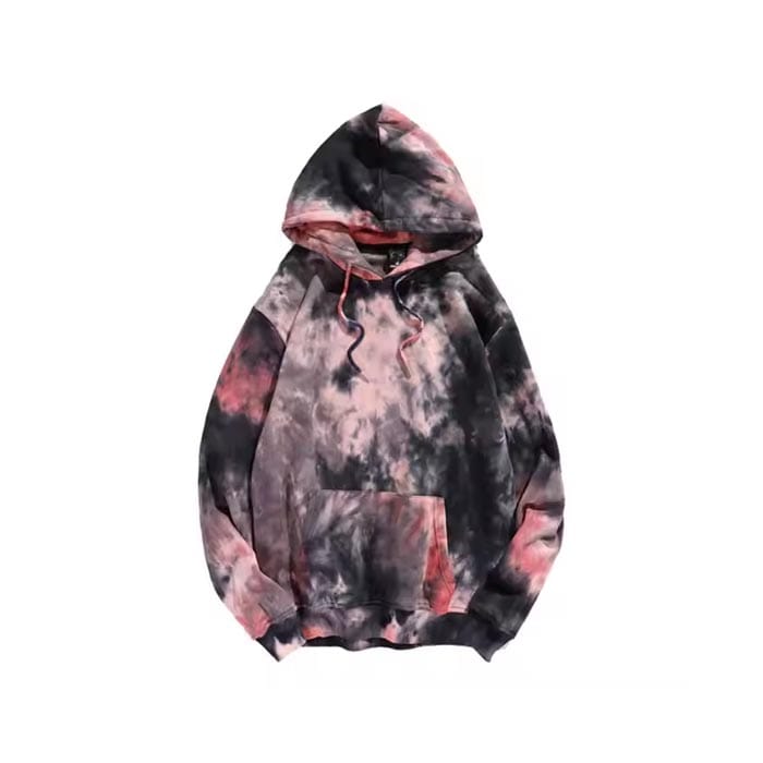 Women's vintage-style tie-dye hoodie with washed-out colors