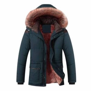Custom parka jacket featuring branded patch on sleeve and utility pockets