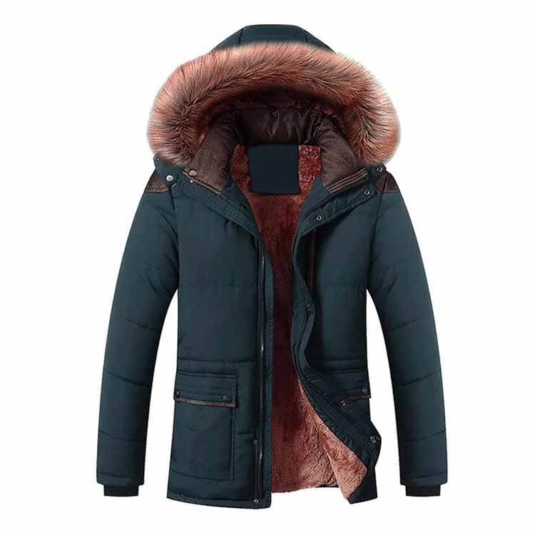 Custom parka jacket featuring branded patch on sleeve and utility pockets