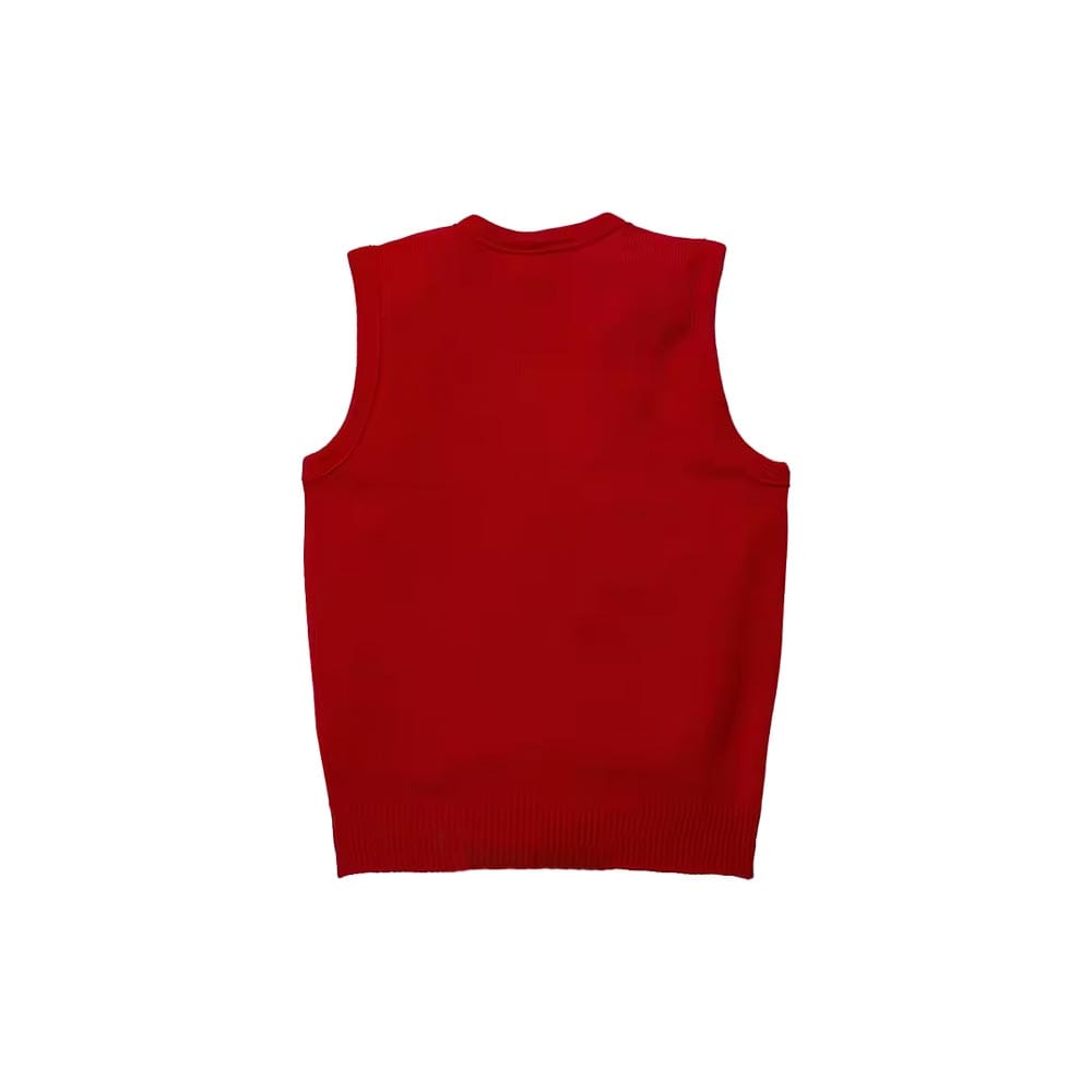 Classic knitted vest with V-neck and ribbed hem