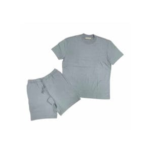 Custom 100% cotton short set with relaxed fit and crewneck top