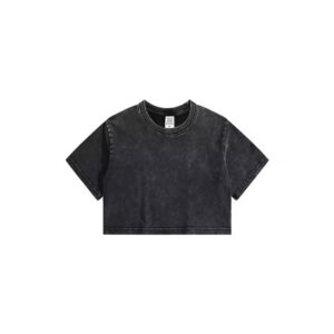 Custom acid wash crop shirt for women – trendy casual wear – Stitch Expo