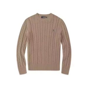 Custom cable knit sweater with intricate pattern and embroidery