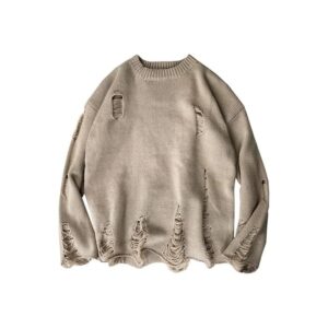Custom Distressed Knit Sweater – Ripped & Vintage-Style Fashion