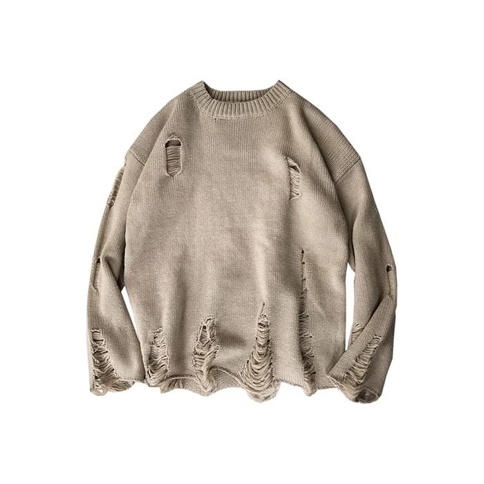 Custom Distressed Knit Sweater – Ripped & Vintage-Style Fashion