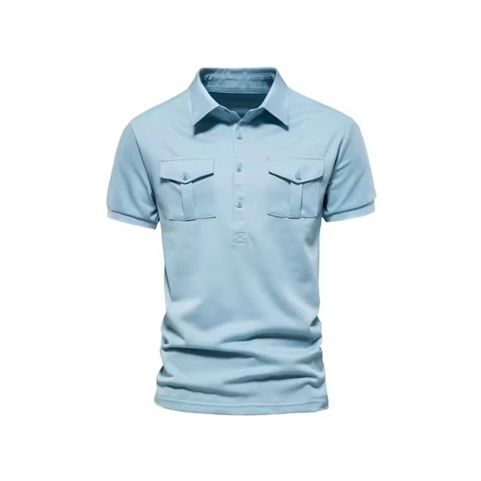 Polo Shirt with Double Chest Pocket for Utility Look