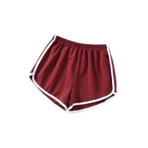 Custom maroon gym shorts with white piping for women – Stitch Expo
