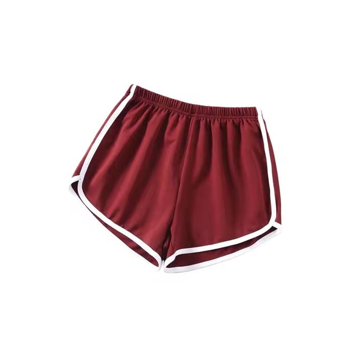 Custom maroon gym shorts with white piping for women – Stitch Expo