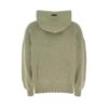 Custom jacquard knit hoodie with intricate patterns.