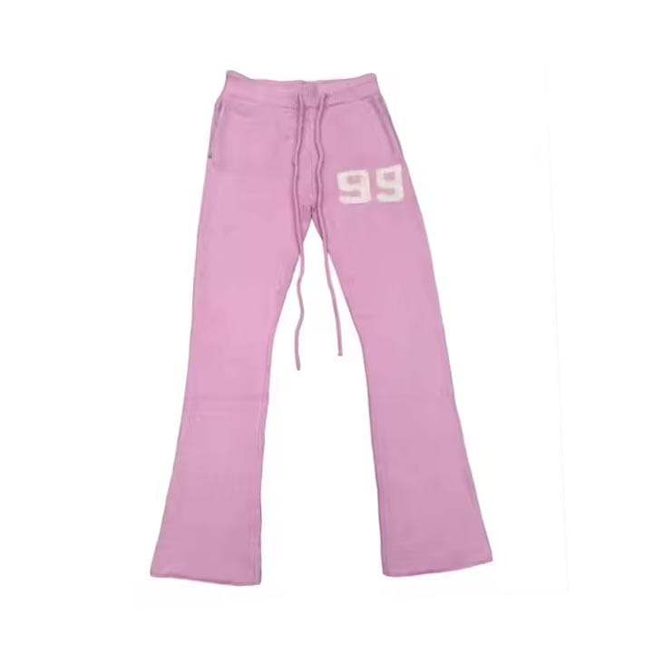 Custom knit trousers with a comfortable, stretchable fit for everyday wear.