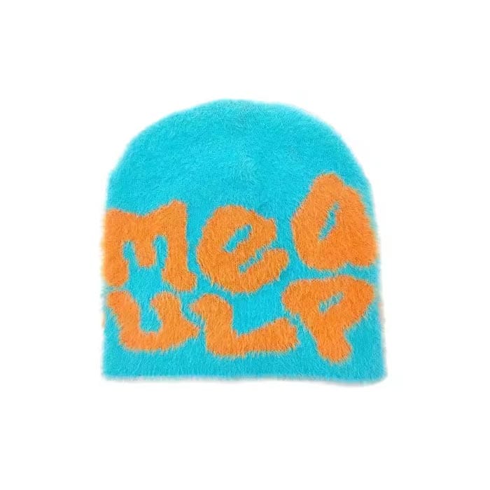 Custom mohair beanie with a vintage and edgy design