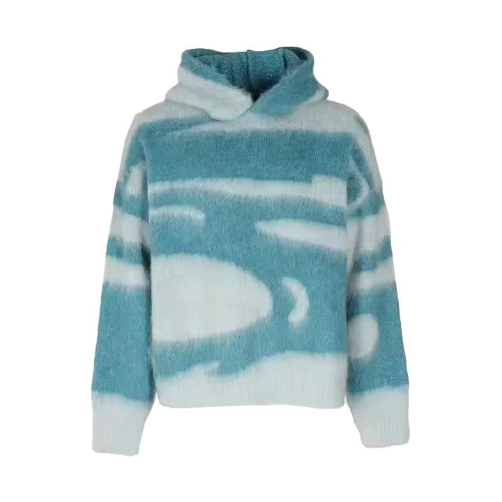 Custom mohair hoodie with a soft and luxurious feel.