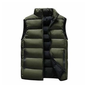 Custom quilted vest featuring stylish stitching and brand logo on chest