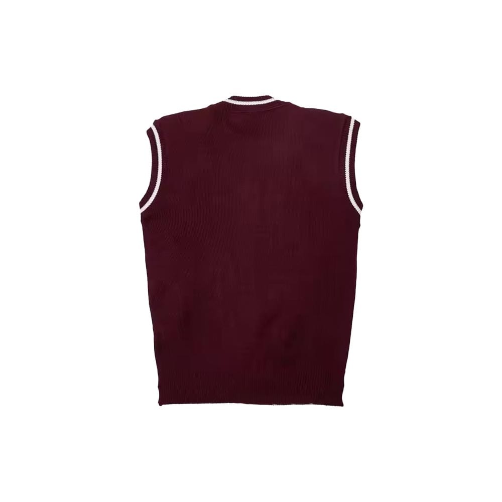 Jacquard knit vest with custom logo and patterns