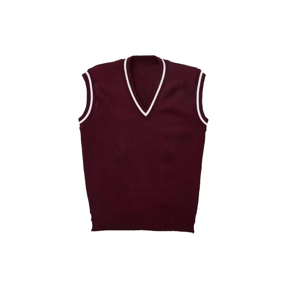 Jacquard knit vest with custom logo and patterns