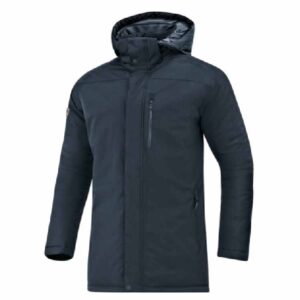 Men’s longline custom parka jacket with fur hood and multiple pockets