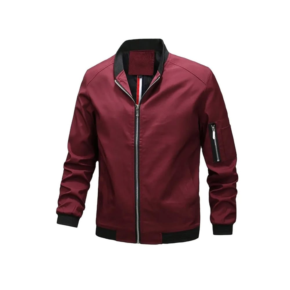 Portable bomber jacket folded and unfolded with lightweight fabric and compact design