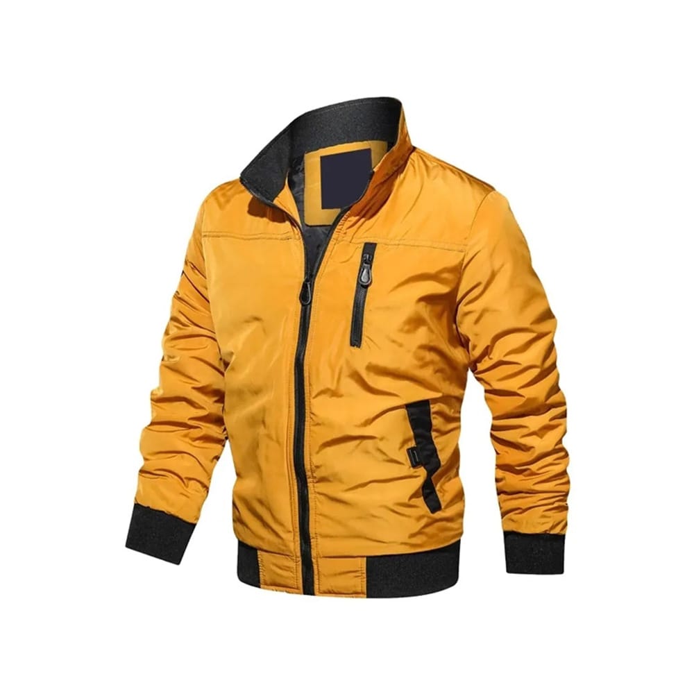 Sherpa-lined custom bomber jacket with fleece interior and ribbed collar