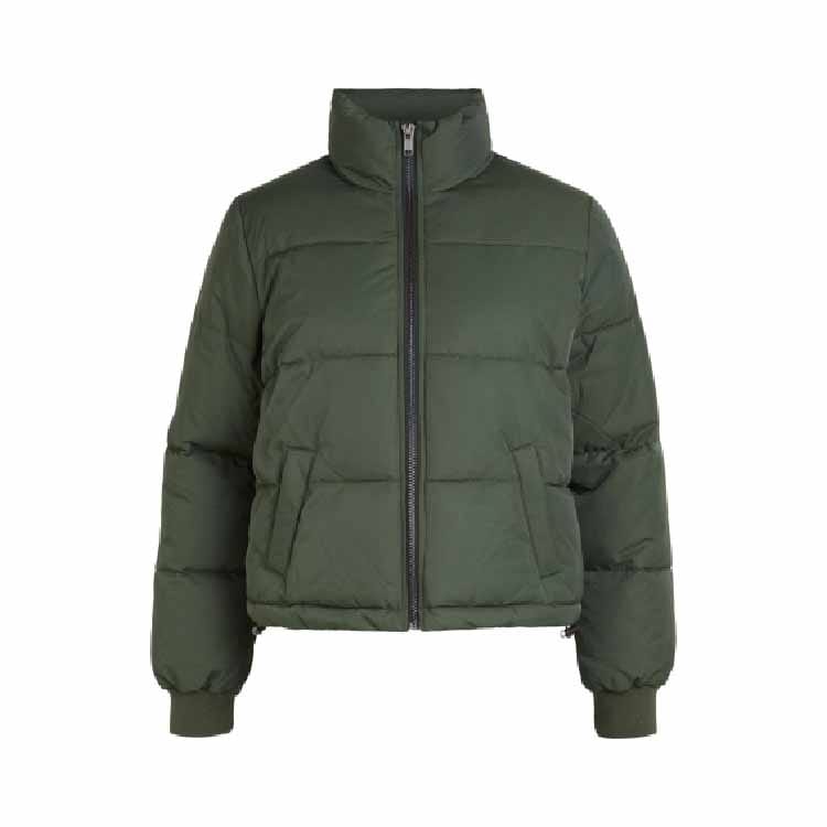 zipper custom puffer jacket with chest zippers and sleeve pockets