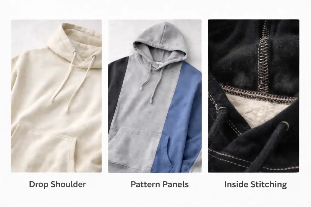 Oversized streetwear fit with drop shoulder and panel construction