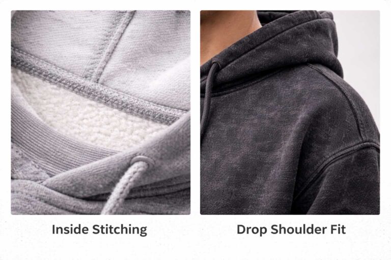 oversized streetwear hoodie fit with drop shoulder construction