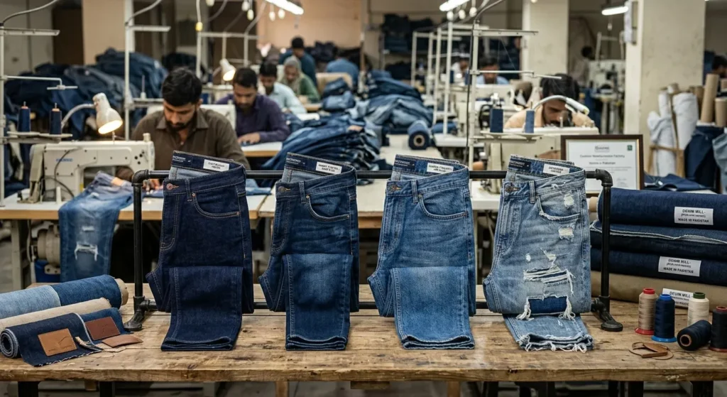 Custom jeans manufacturer producing slim, skinny, straight, and distressed jeans