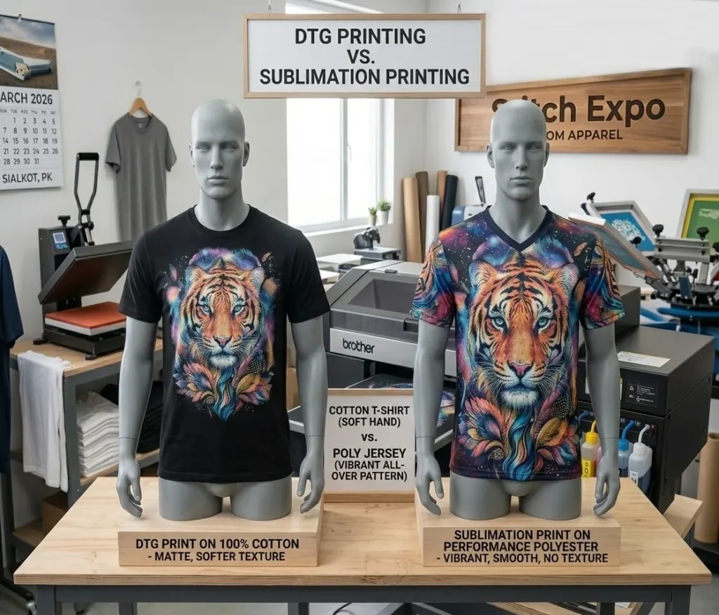 Comparison of DTG printing and sublimation printing on apparel fabrics