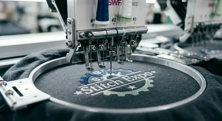 Embroidery logo stitching on custom streetwear t shirt