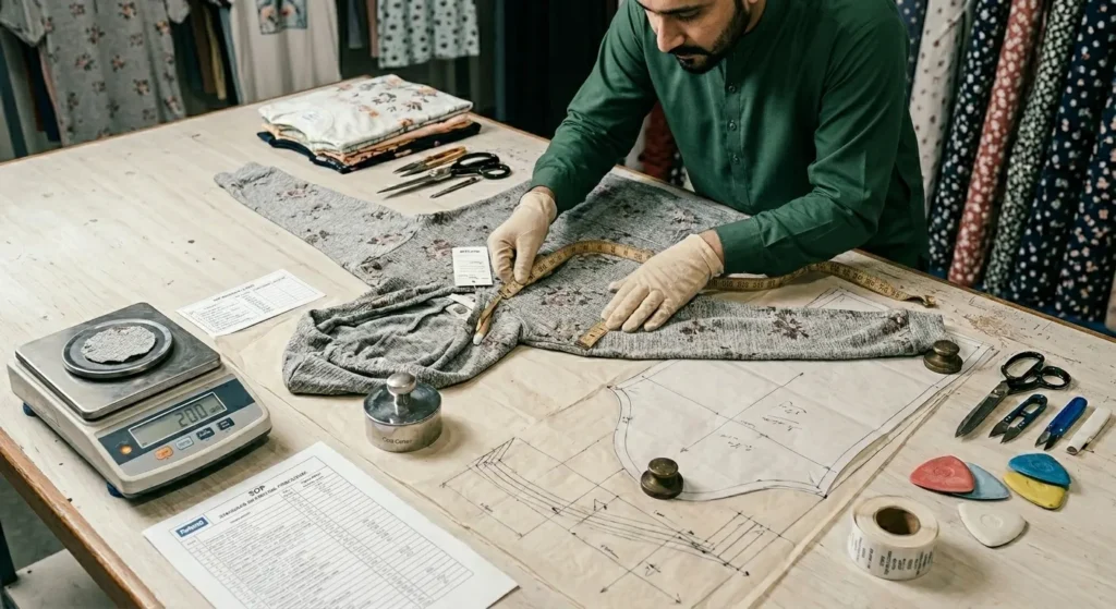 Garment sample development and quality control process by custom clothing manufacturer