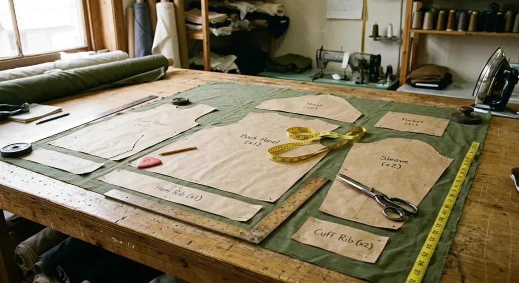 Custom hoodie pattern making and fit development process