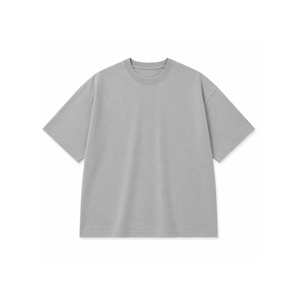 Custom Grey Oversized Heavyweight Streetwear T Shirt Drop Shoulder Tee