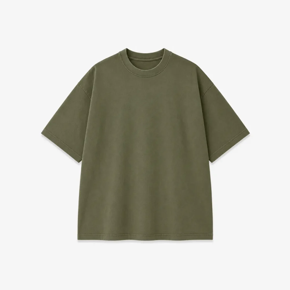 Custom Olive Oversized Heavyweight T-Shirt Manufacturer Streetwear Boxy Fit Tee