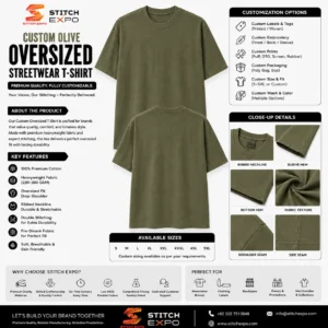 Custom Olive Oversized Heavyweight T Shirt Manufacturing Services
