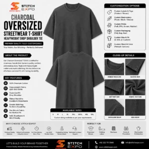 charcoal oversized heavyweight t shirt manufacturer
