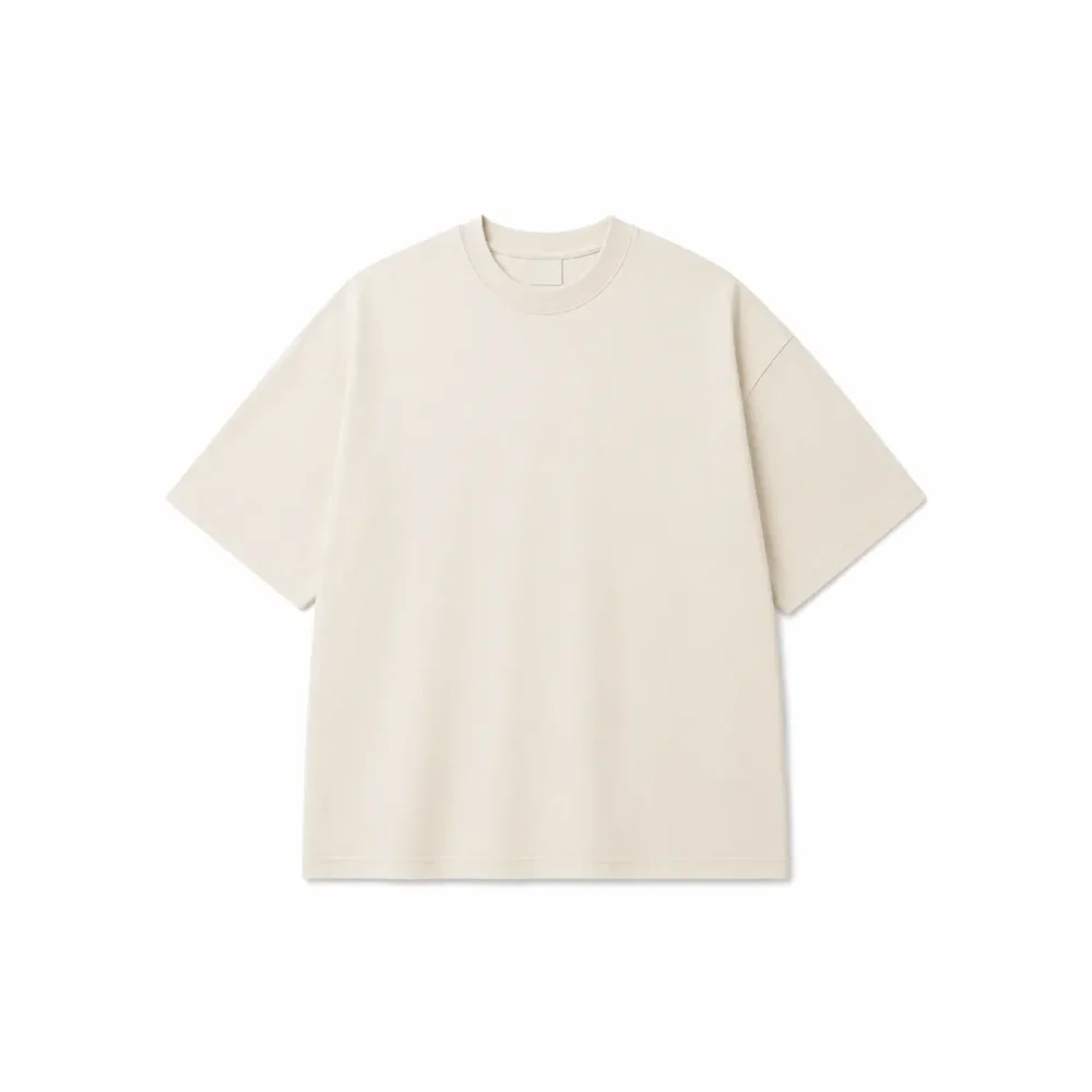 cream-oversized-heavyweight-tshirt-front-view cream oversized heavyweight t shirt manufacturer front view