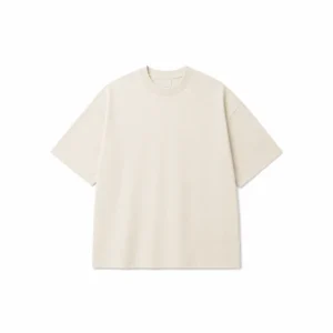 cream-oversized-heavyweight-tshirt-front-view cream oversized heavyweight t shirt manufacturer front view