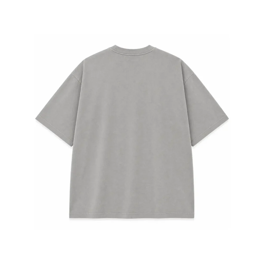 Custom Grey Oversized Heavyweight Streetwear T Shirt Back View Cotton Tee