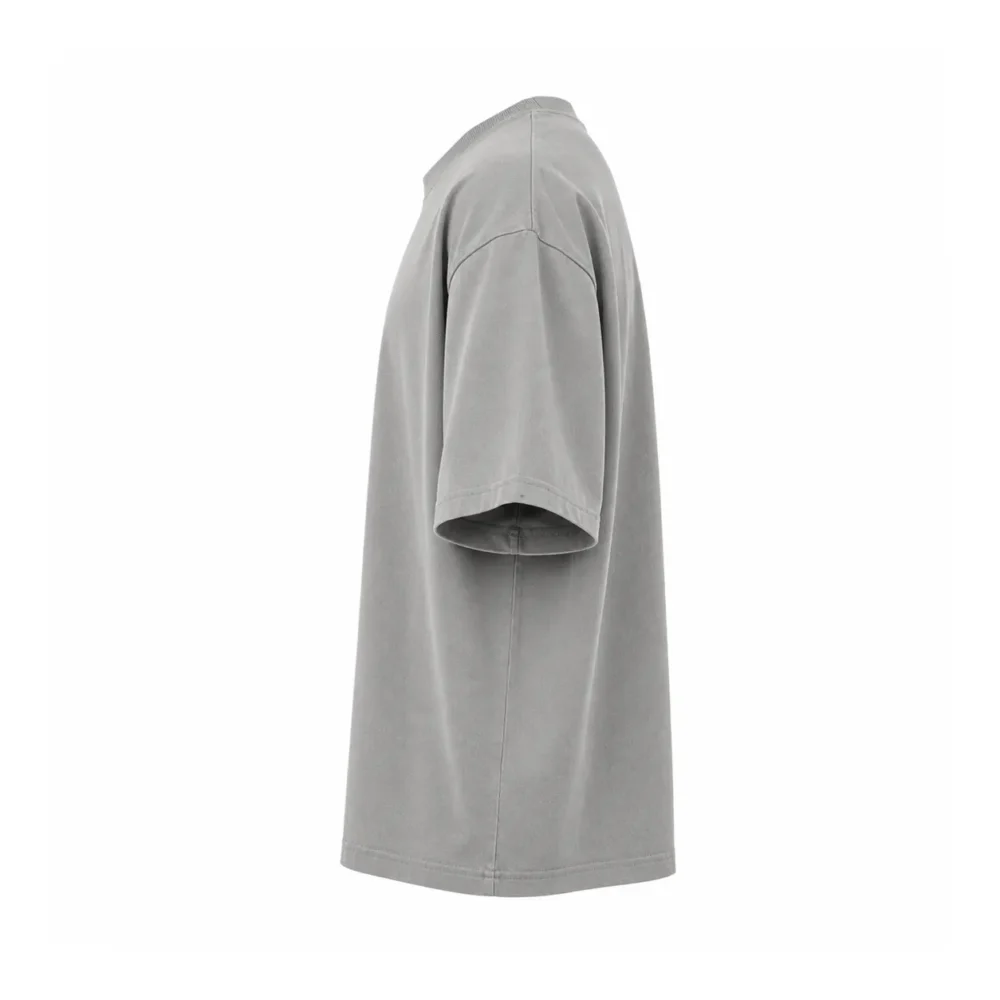 Side View of Grey Oversized Heavyweight Streetwear T Shirt with Boxy Fit