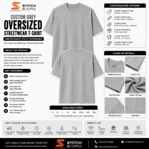 Custom Grey Oversized Heavyweight T Shirt Manufacturing Services Private Label Streetwear Apparel