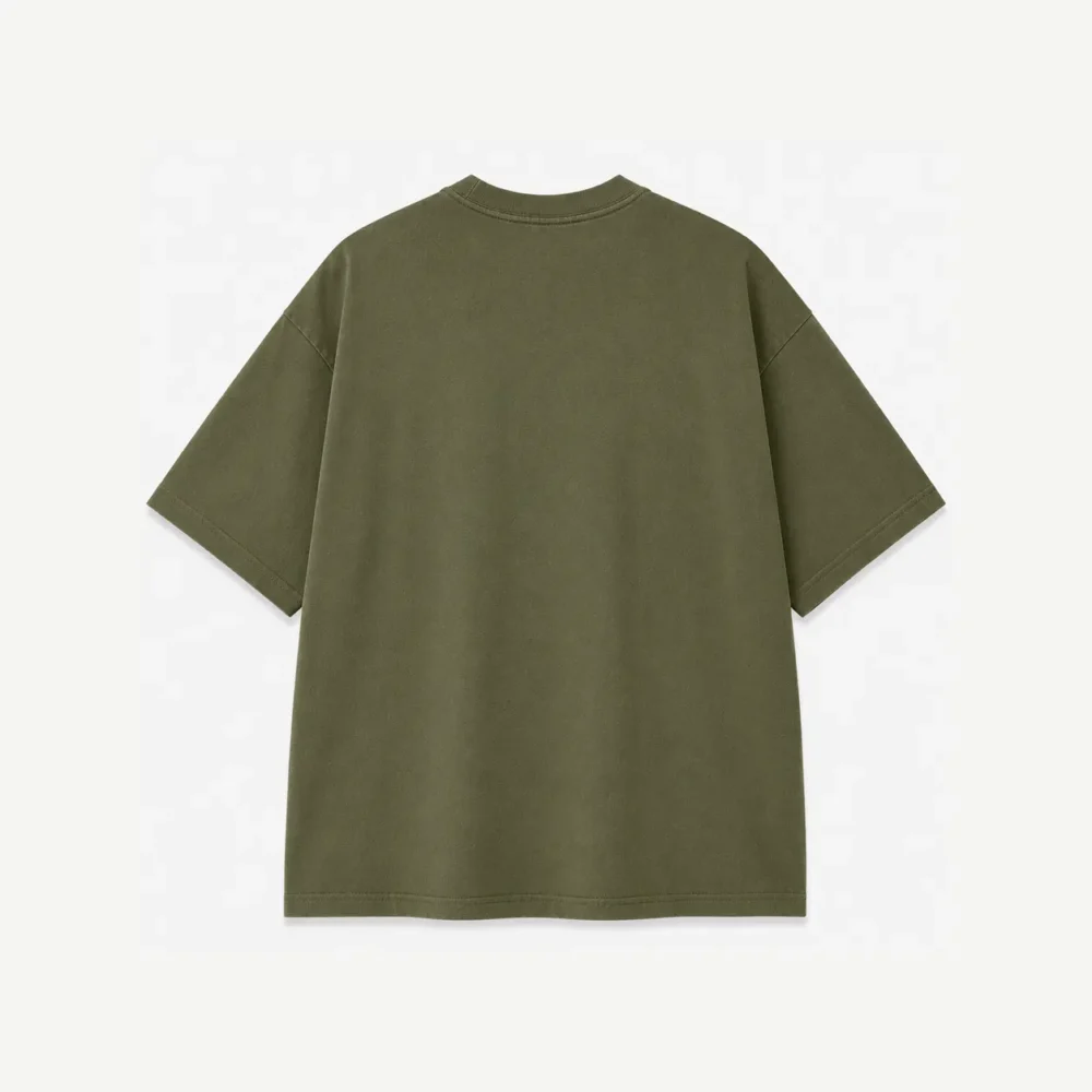 Custom Olive Oversized Heavyweight T Shirt Manufacturer | Streetwear Boxy Fit Tee