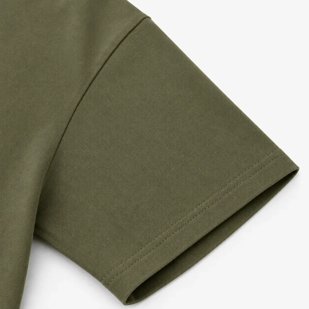 Olive Oversized Streetwear T Shirt Sleeve Stitching