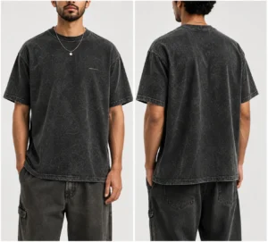 240 GSM vintage washed boxy T-shirt front and back view
