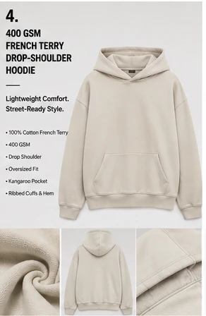 400 GSM French Terry Drop-Shoulder Hoodie