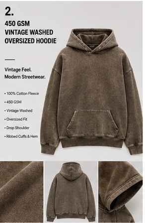 450 GSM Vintage Washed Oversized Hoodie