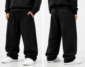 500 GSM heavyweight baggy sweatpants front and back view