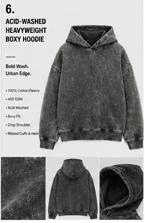 Acid-Washed Heavyweight Boxy Hoodie
