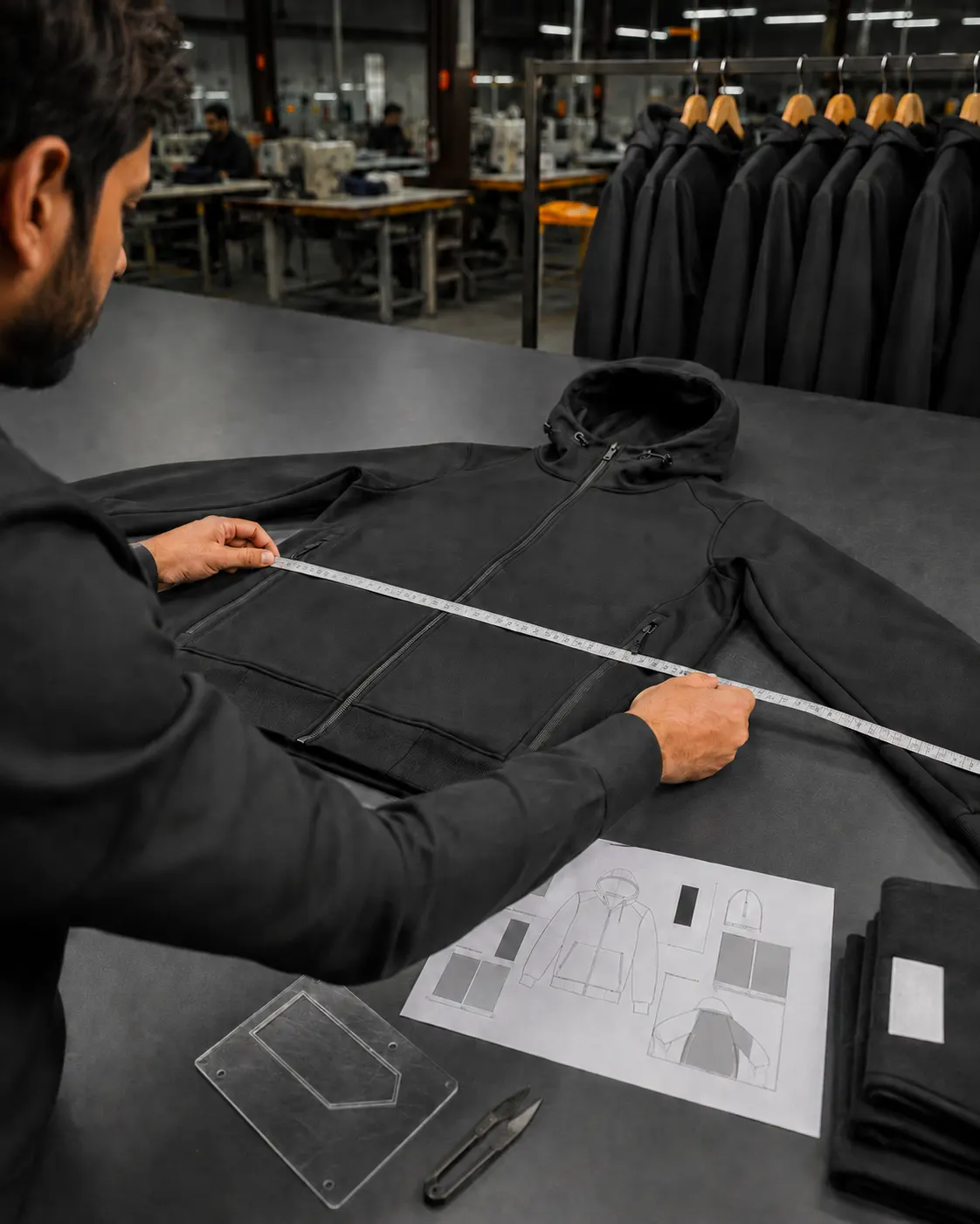 Custom apparel quality-control inspection before packing and shipment