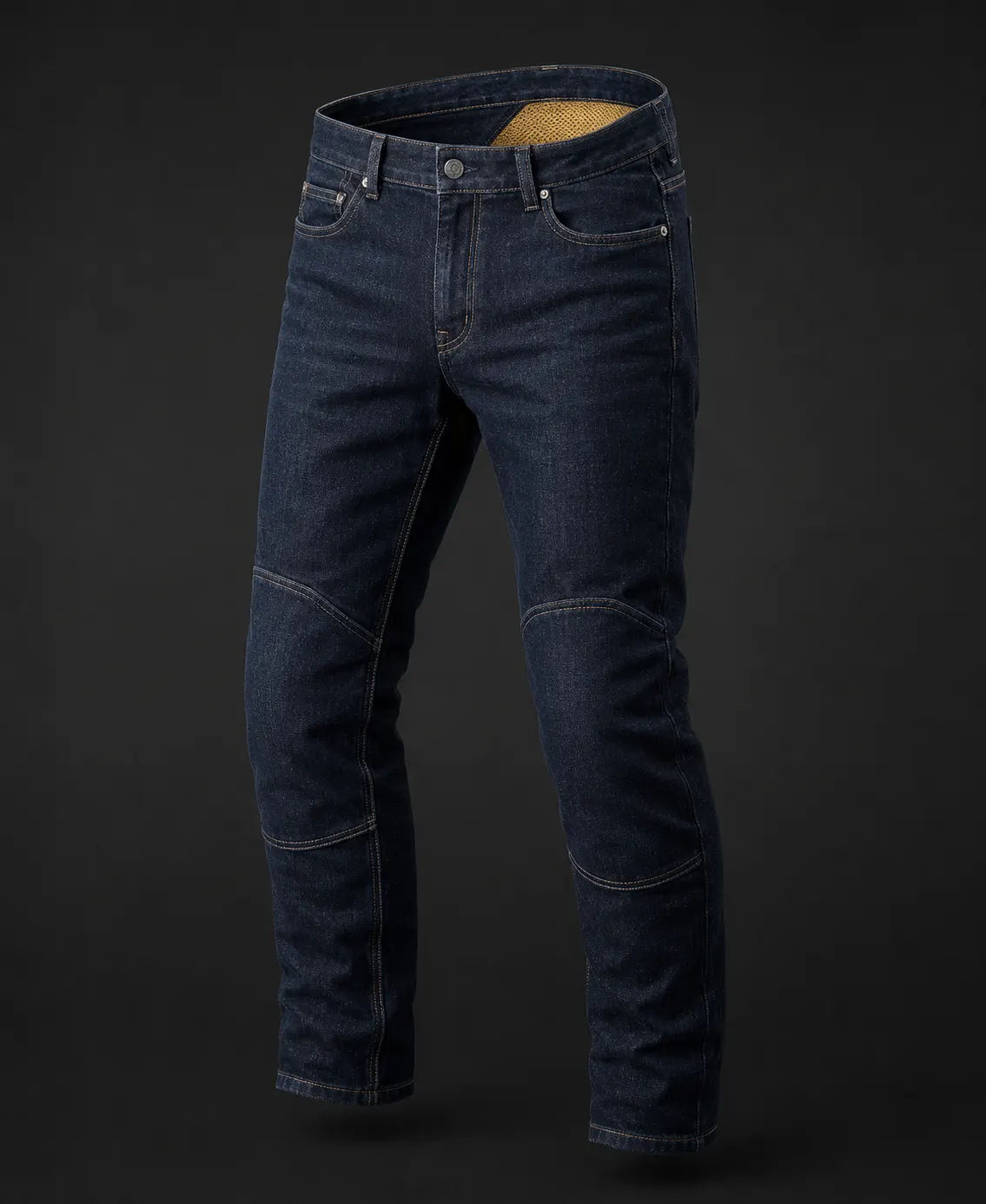 Custom aramid-lined motorcycle jeans shown from the front