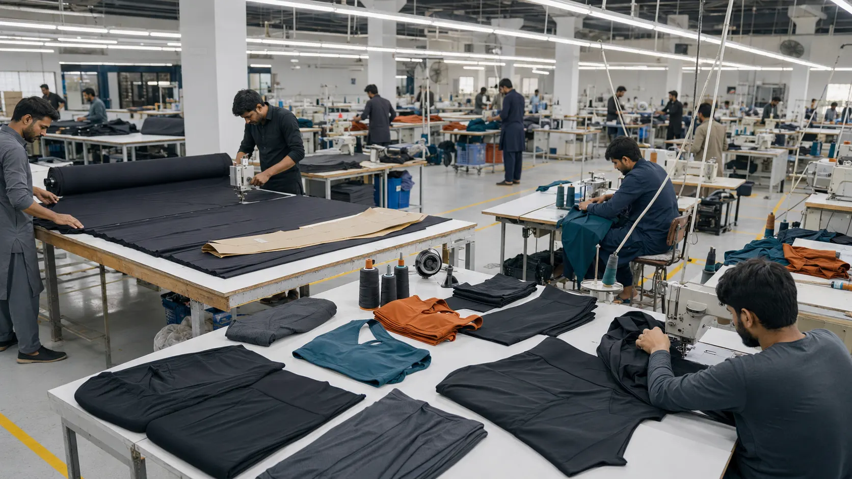 Custom activewear production cutting stitching and quality inspection