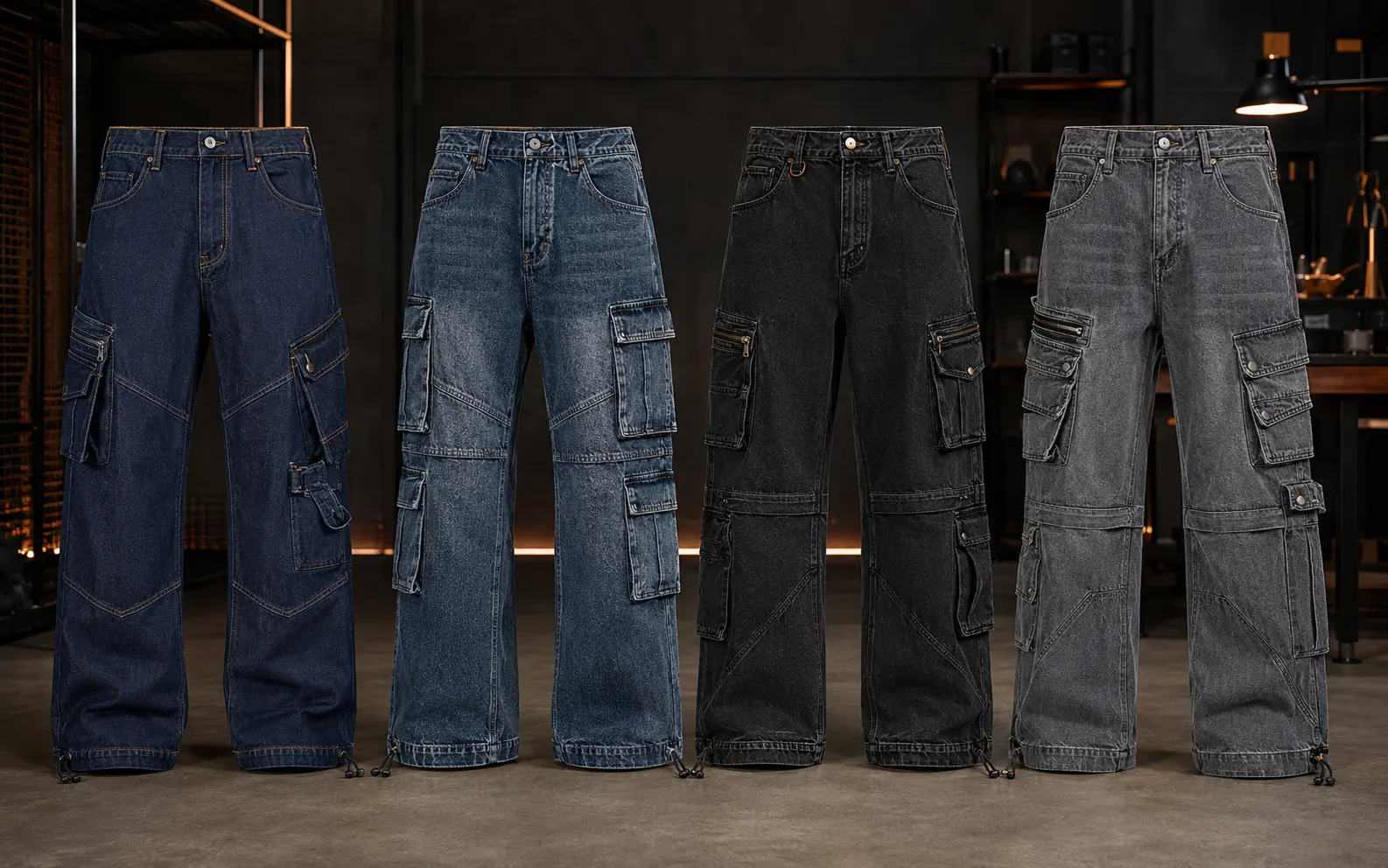 Custom denim cargo pants manufacturing